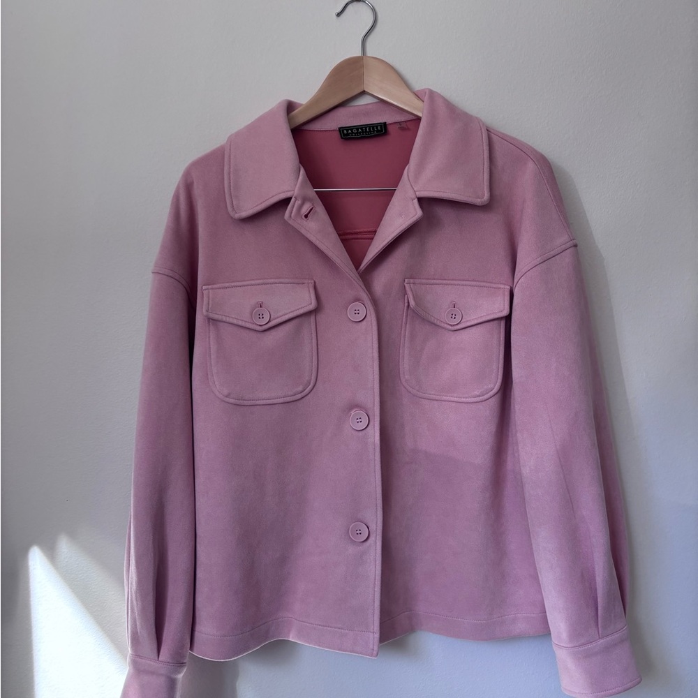 bagatelle Blush Pink faux Suede Utility Jacket